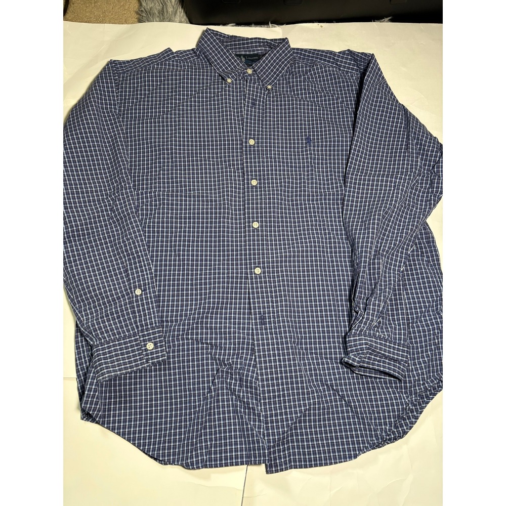 Polo Ralph Lauren Blake Shirt Mens Large Blue Plaid Button Up Cotton